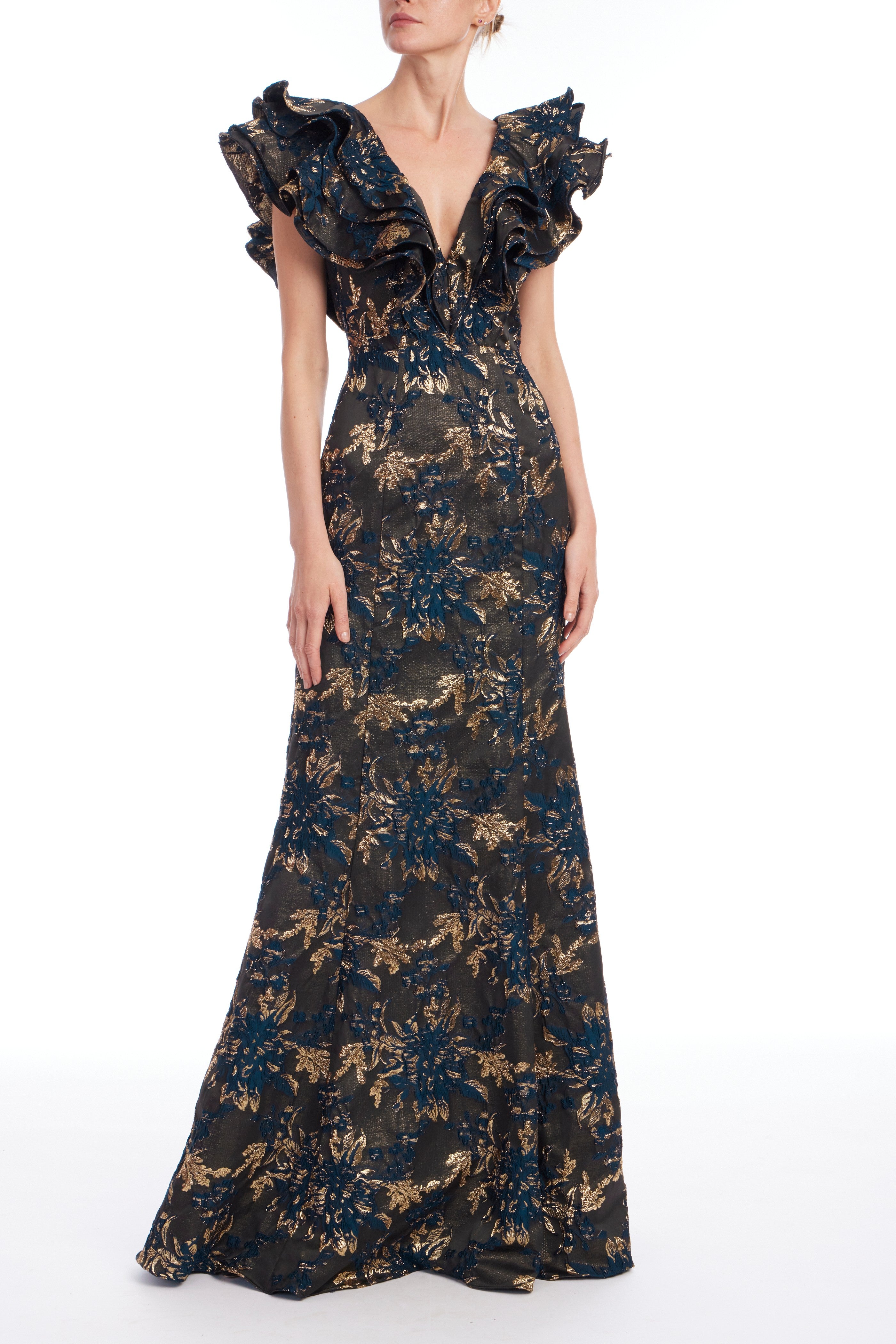 badgley-mischka-mermaid-kleid-navy-jacquard-r-schen image 1