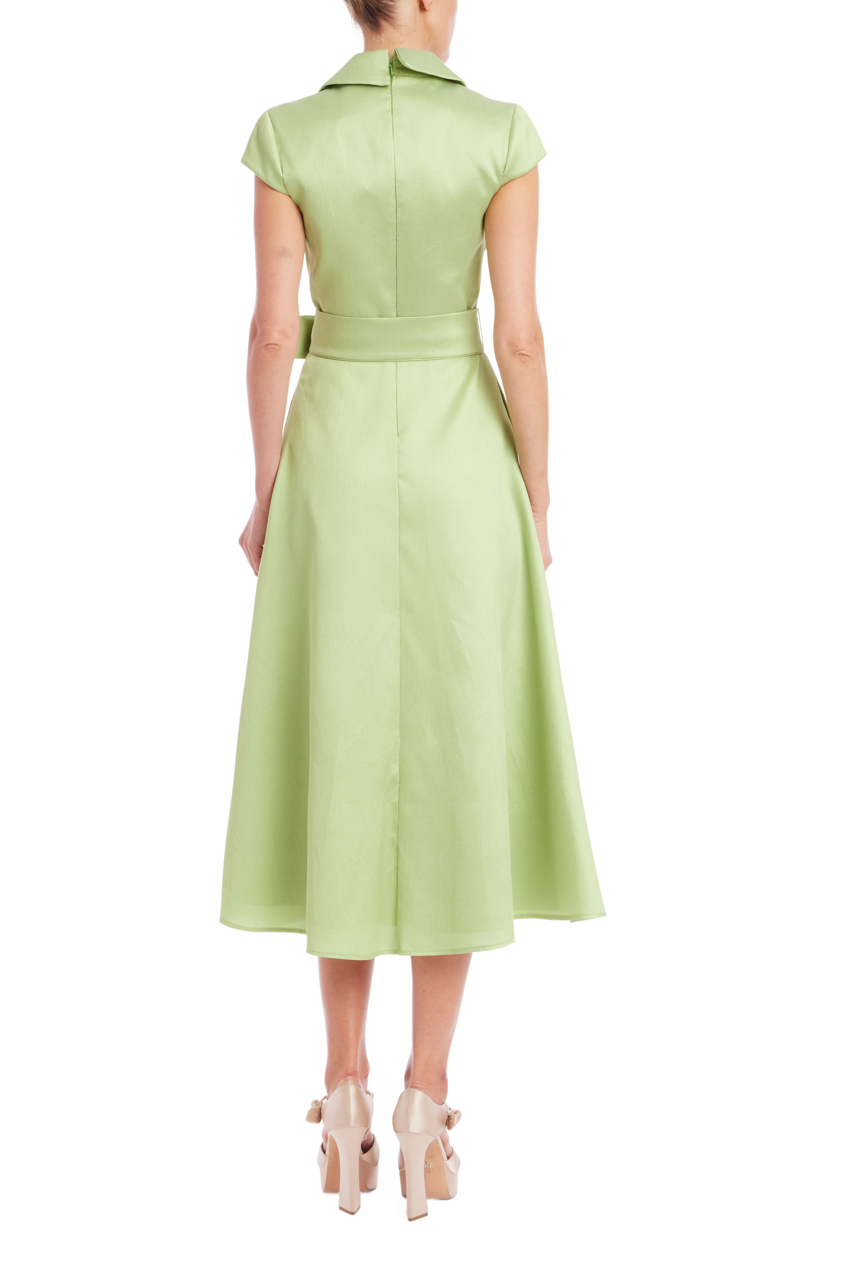 badgley-mischka-hemdkleid-limette-midi-g-rtel-cap-arm image 3