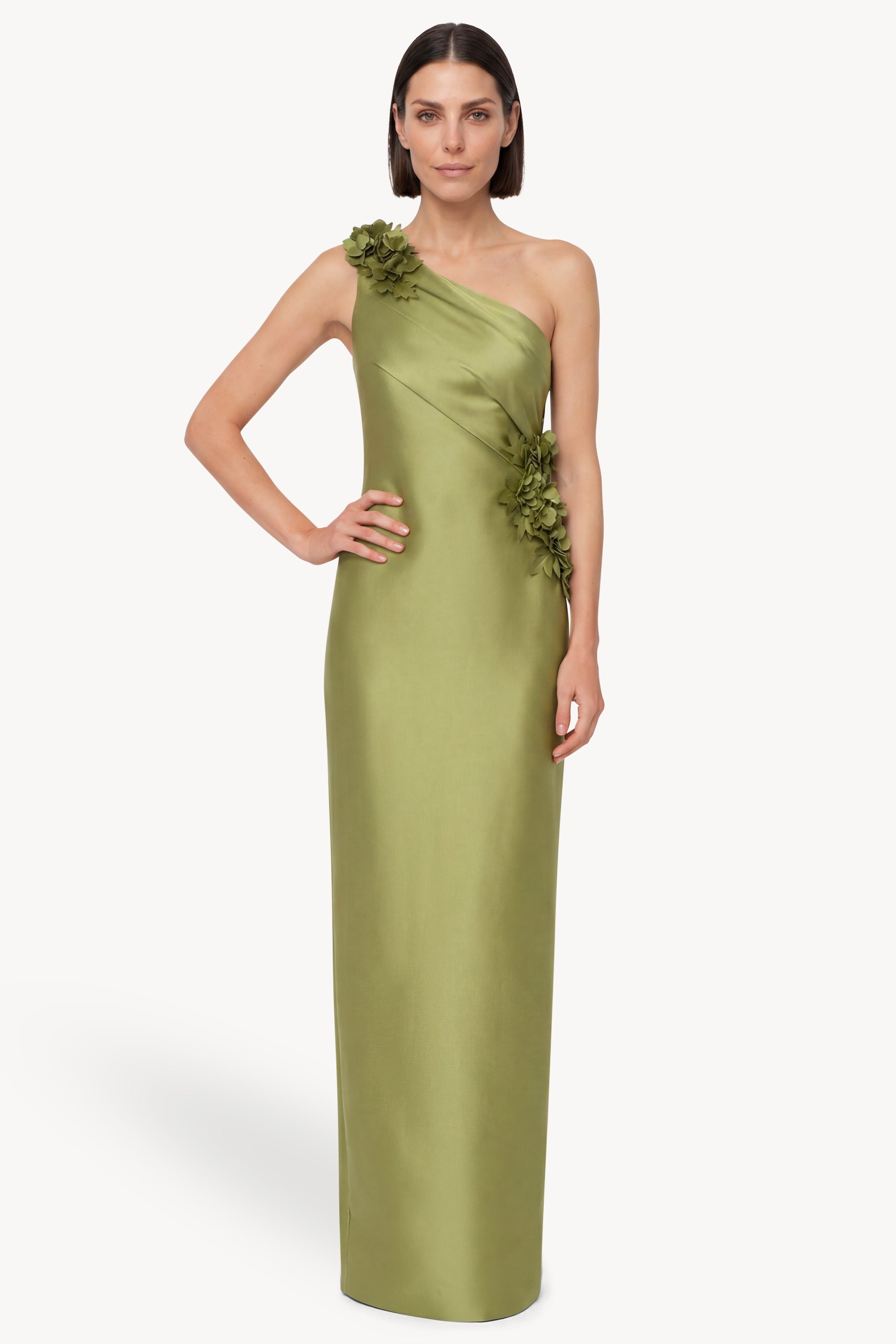 badgley-mischka-one-shoulder-floral-applique-column-gown-abendkleid image 1