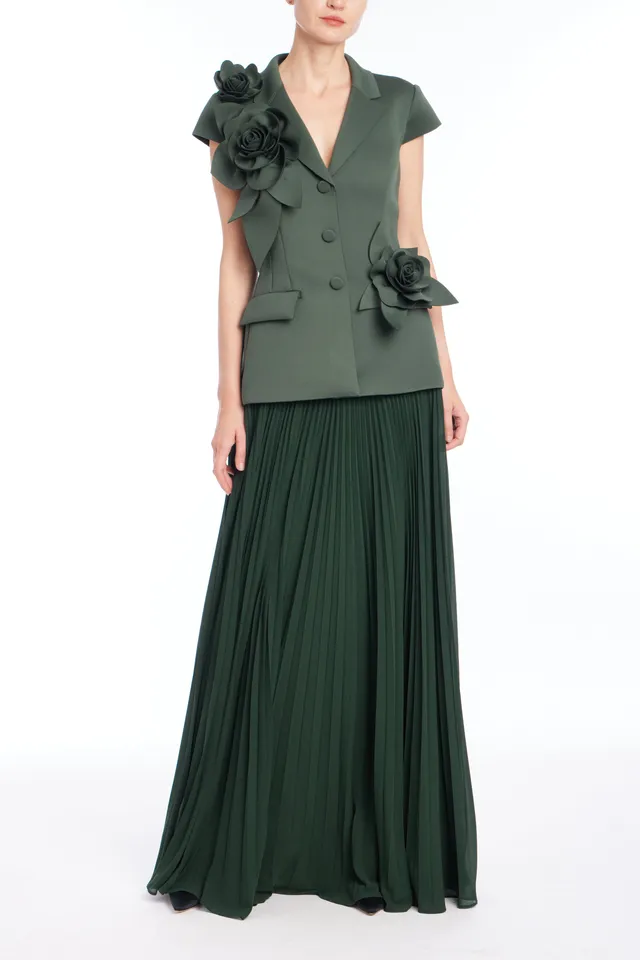 badgley-mischka-faux-two-piece-abendkleid-forest-green image 1