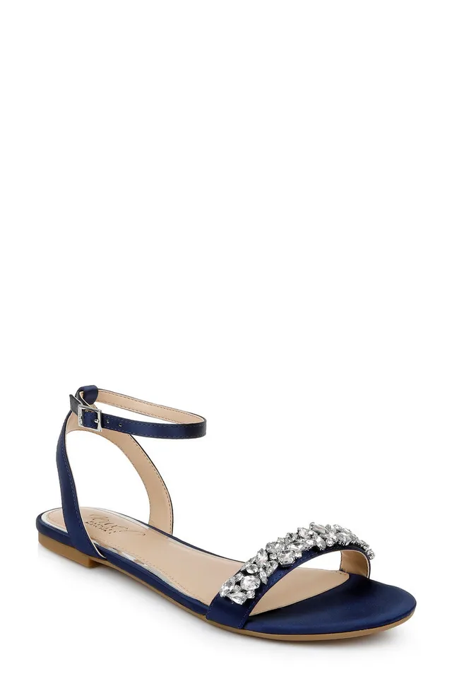 badgley-mischka-ohara-minimalist-crystal-flats-navy-strass image 1