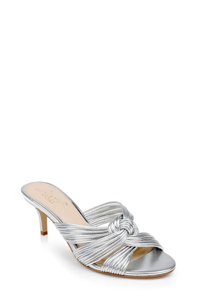 badgley-mischka-mia-mules-leder-silber-kitten-heel-60mm image 1
