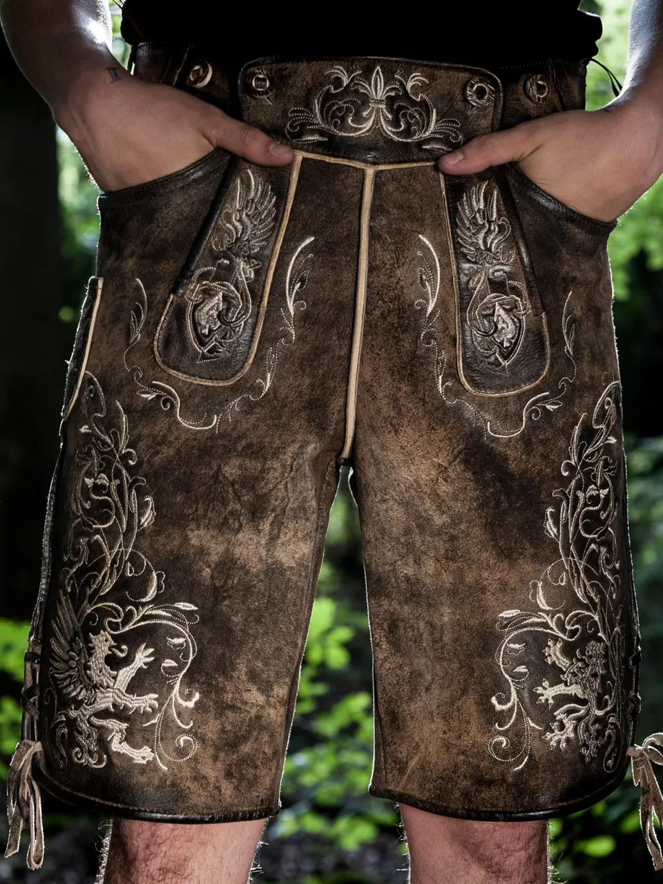 himmel-arsch-zwirn-sonntagshose-lederhose-wildbock-mit-g-rtel image 1