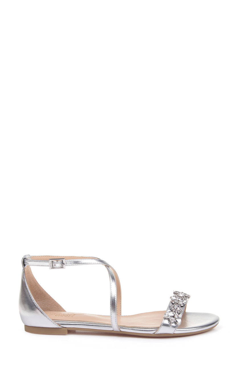 badgley-mischka-tessy-abendsandalen-silber-flach-glitzer image 2