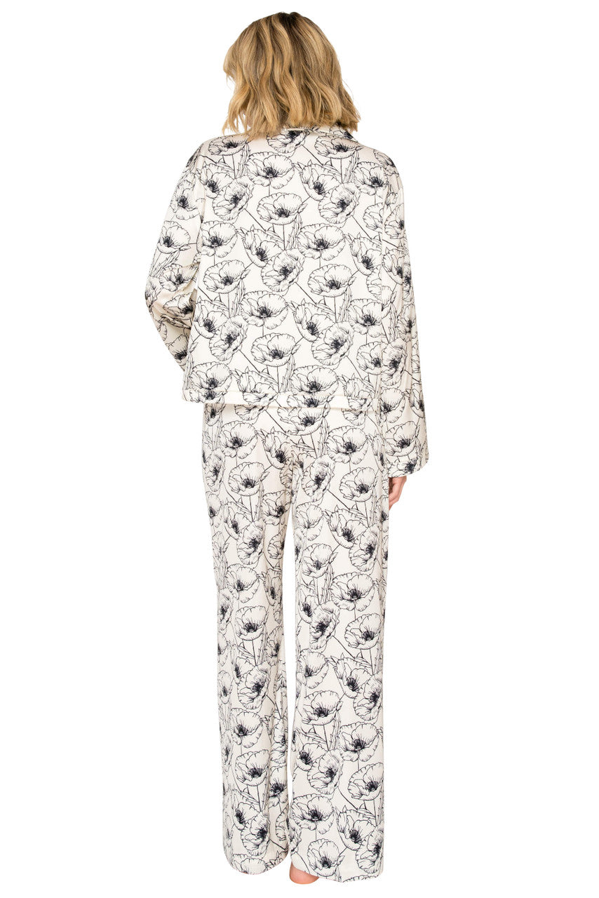 badgley-mischka-luxe-floral-pyjama-ivory-black-satin-blume image 4