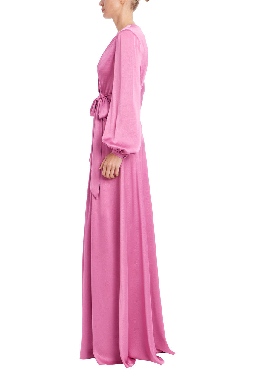 badgley-mischka-satin-wickel-abendkleid-salbei-langarm image 2