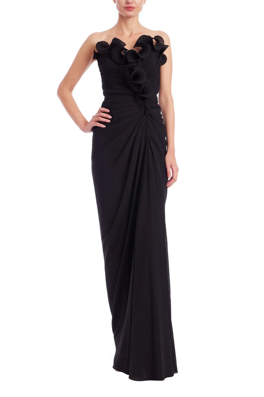 badgley-mischka-strapless-gown-abendkleid-schwarz-georgette image 1