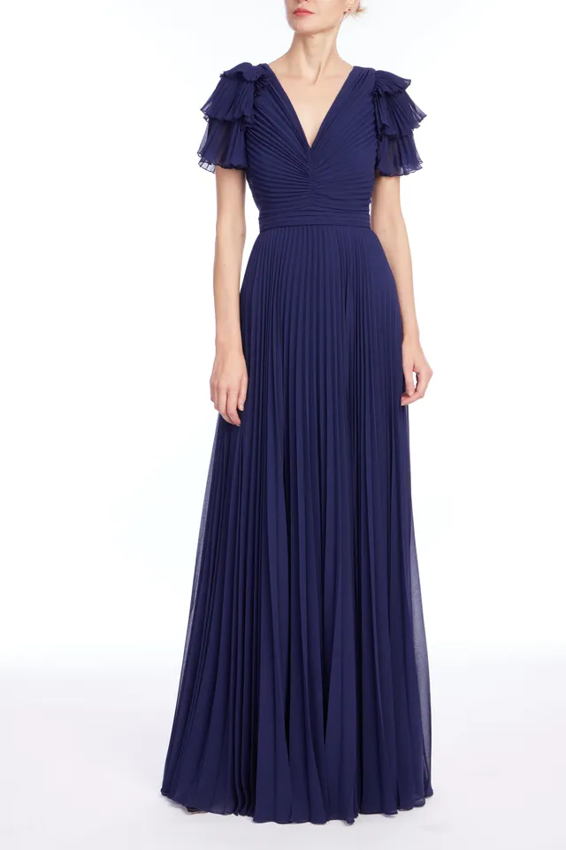 badgley-mischka-ruffle-sleeve-abendkleid-admiral image 1