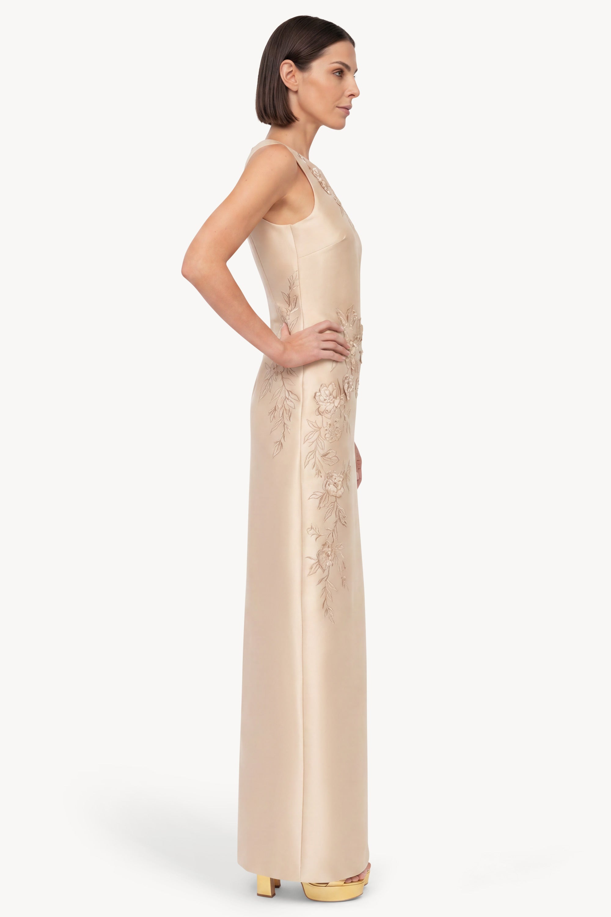 badgley-mischka-beaded-applique-s-ulenkleid-champagne-perlen image 2