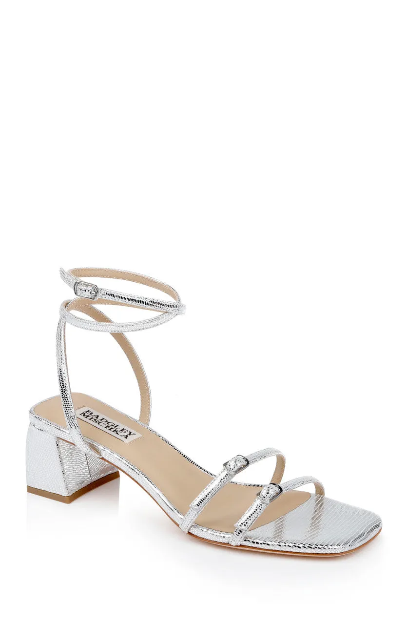badgley-mischka-dania-sandalen-blockabsatz-silver-lizard image 1