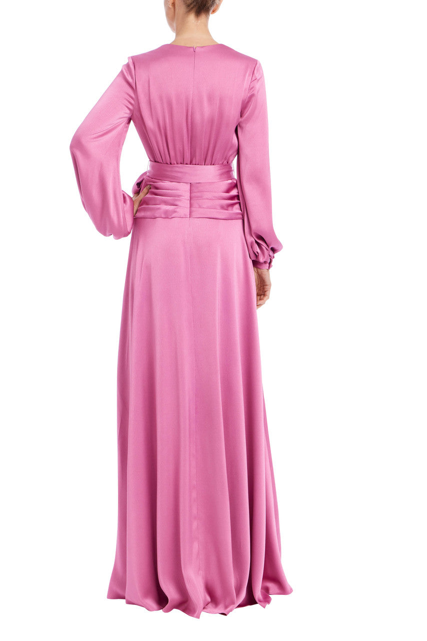 badgley-mischka-satin-wickel-abendkleid-salbei-langarm image 3