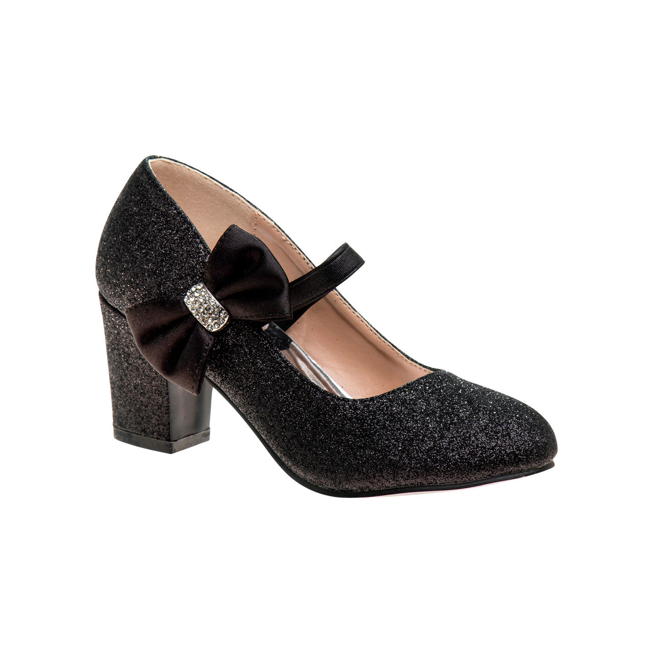 badgley-mischka-girls-glitzer-pumps-silber-2-zoll-schleife image 6