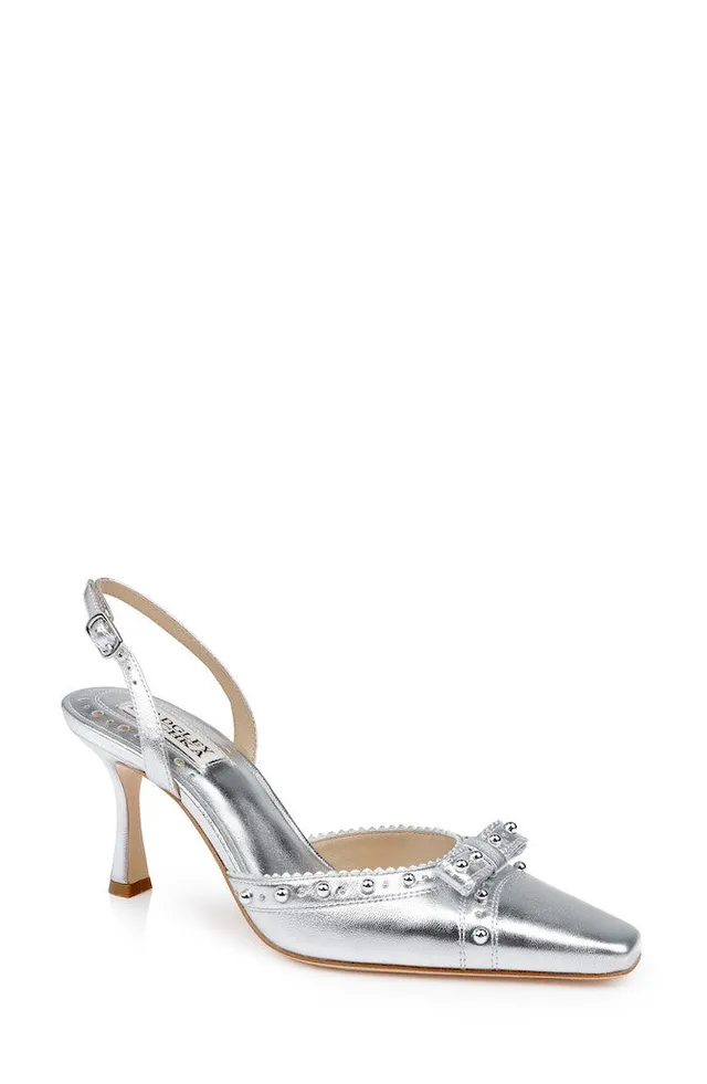 badgley-mischka-gizelle-mp7814-pumps-silber-leder-schleife-75mm image 1