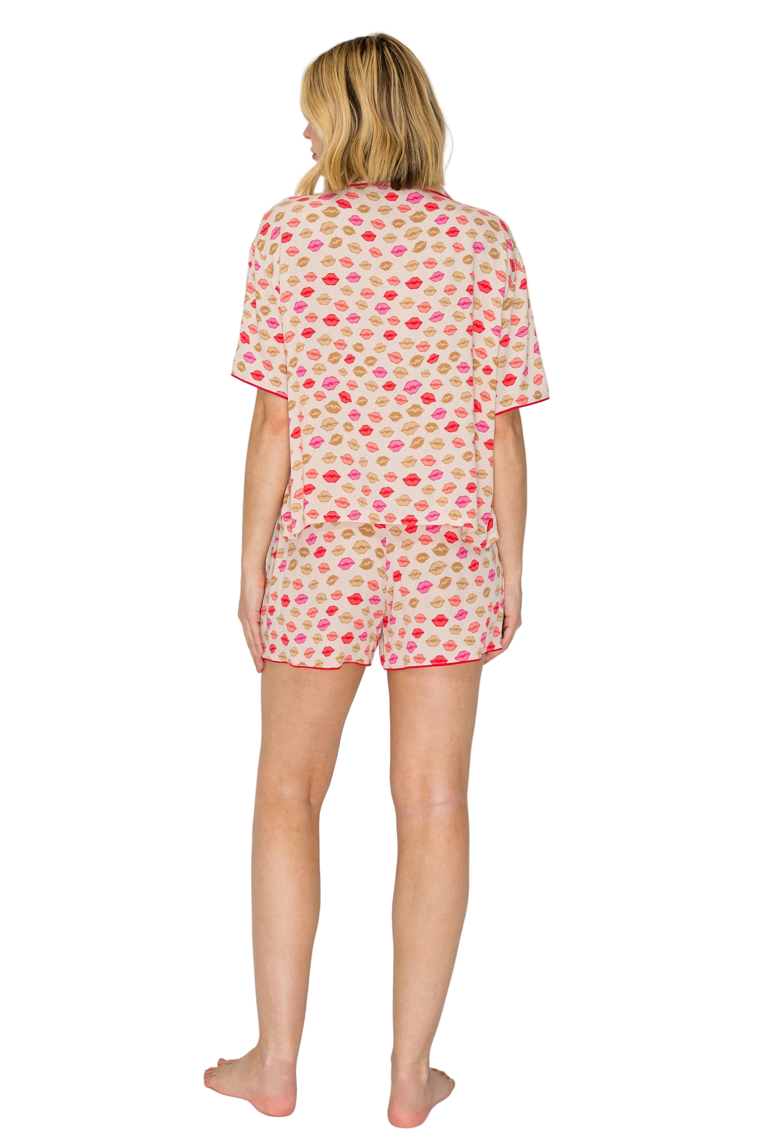 badgley-mischka-luxe-crinkle-jersey-pyjama-shorts-peach-lip image 3