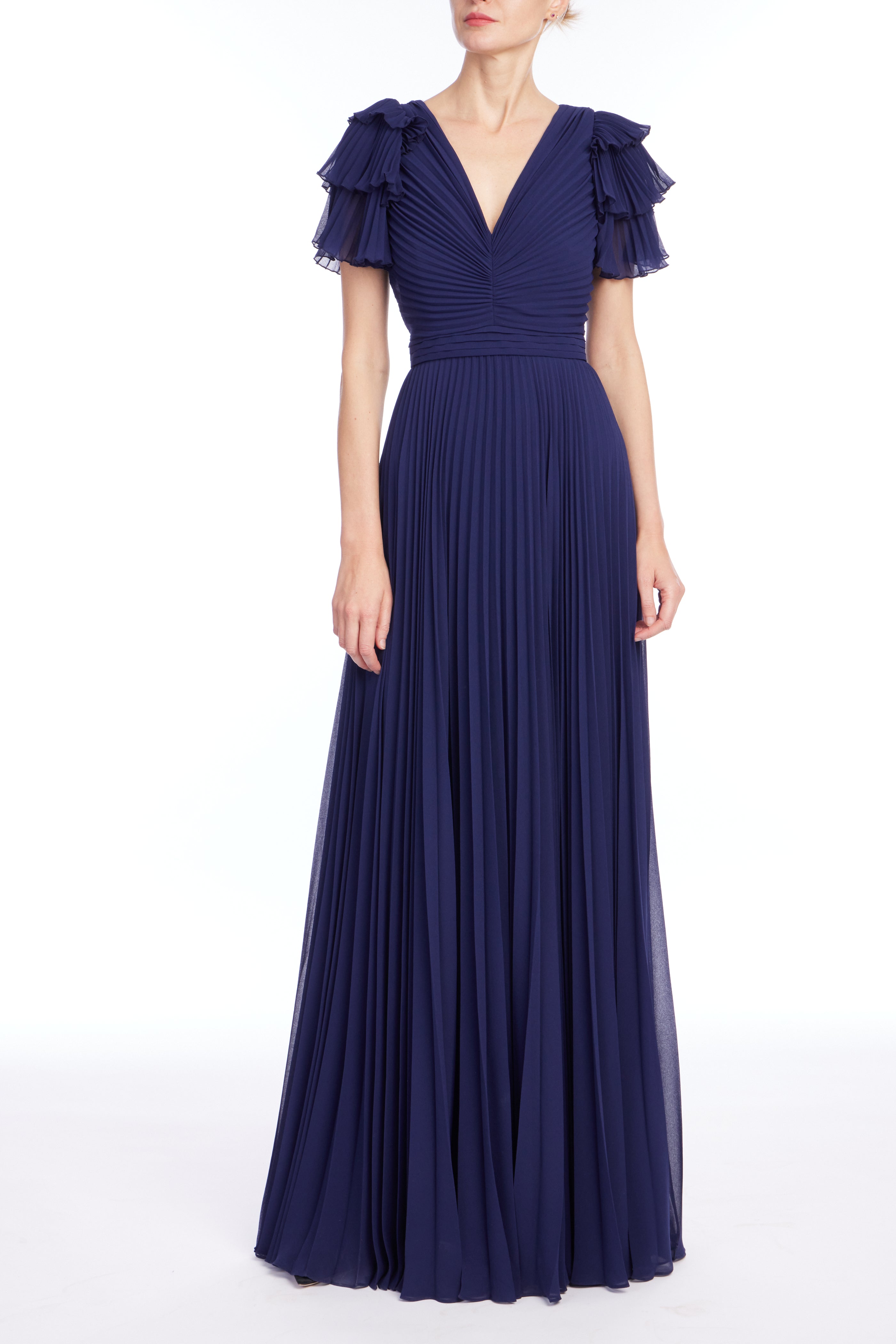 badgley-mischka-ruffle-sleeve-abendkleid-admiral image 1