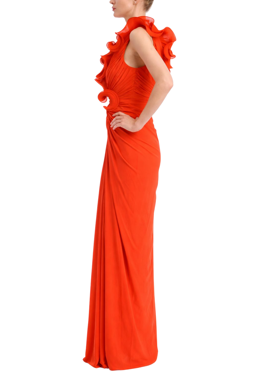 badgley-mischka-plissee-abendkleid-rot-orange-s-ule-v image 2