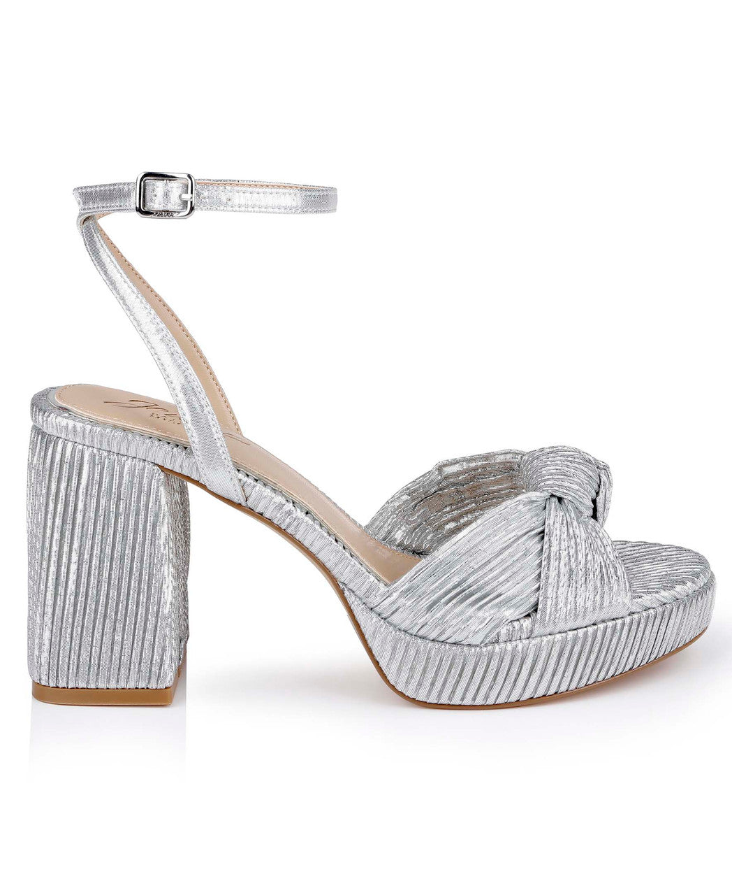 badgley-mischka-tyler-pumps-blockabsatz-silver-fabric image 2