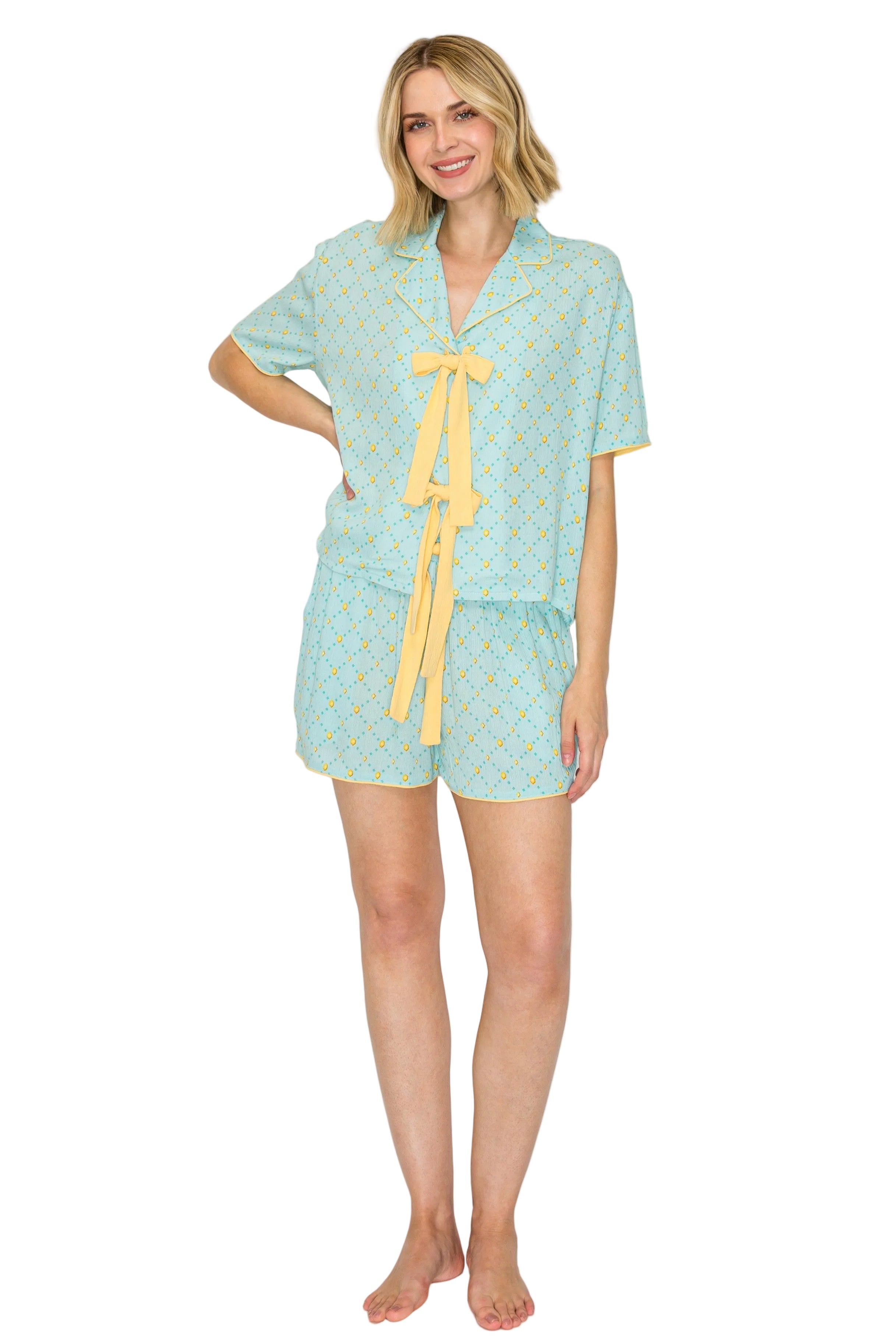 badgley-mischka-luxe-crinkle-jersey-pyjama-shorts-peach-lip image 4