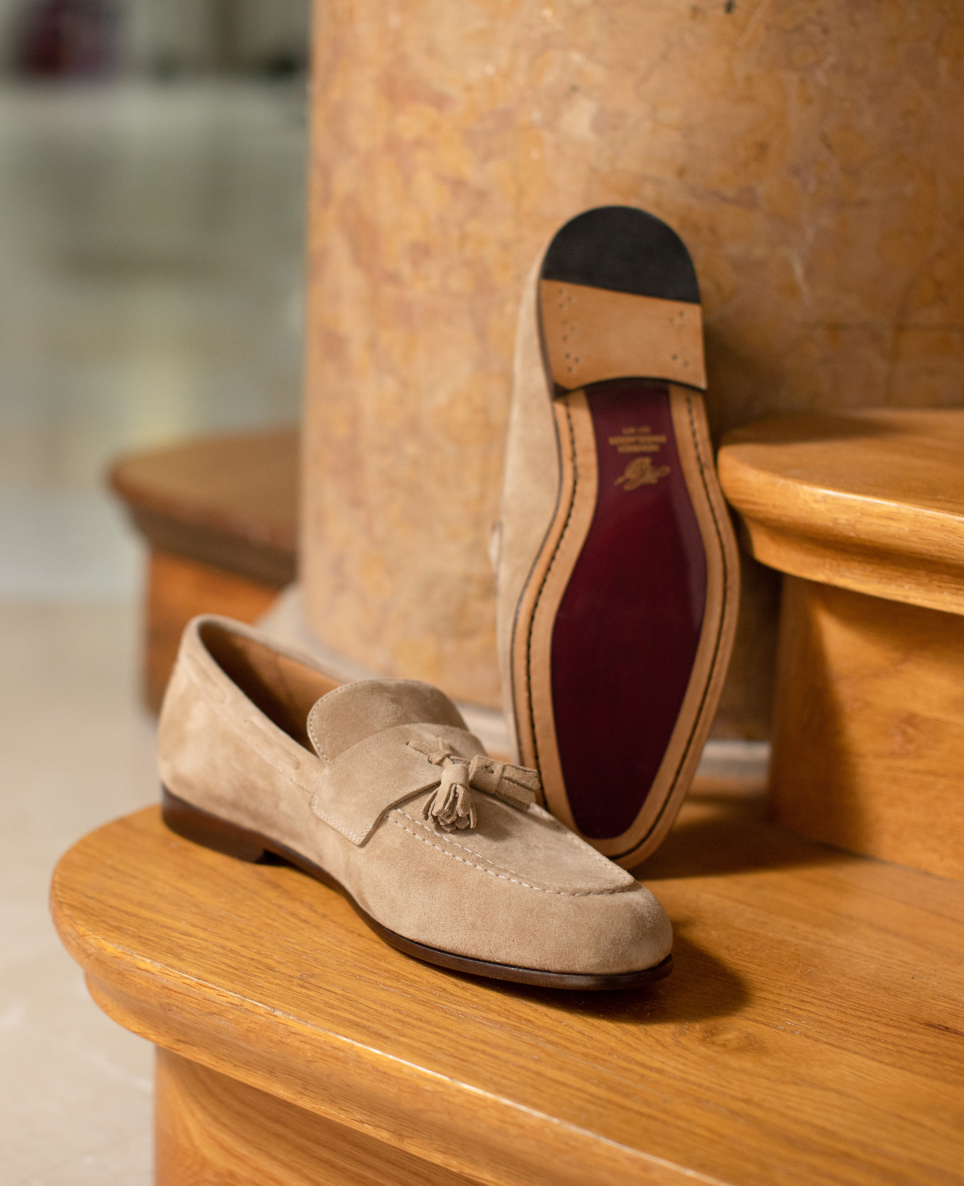 heinrich-dinkelacker-amalfi-plain-tassel-loafer-hellbraun-velours image 2