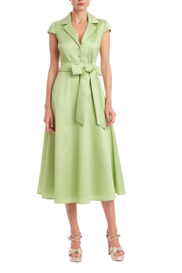 badgley-mischka-hemdkleid-limette-midi-g-rtel-cap-arm image 1