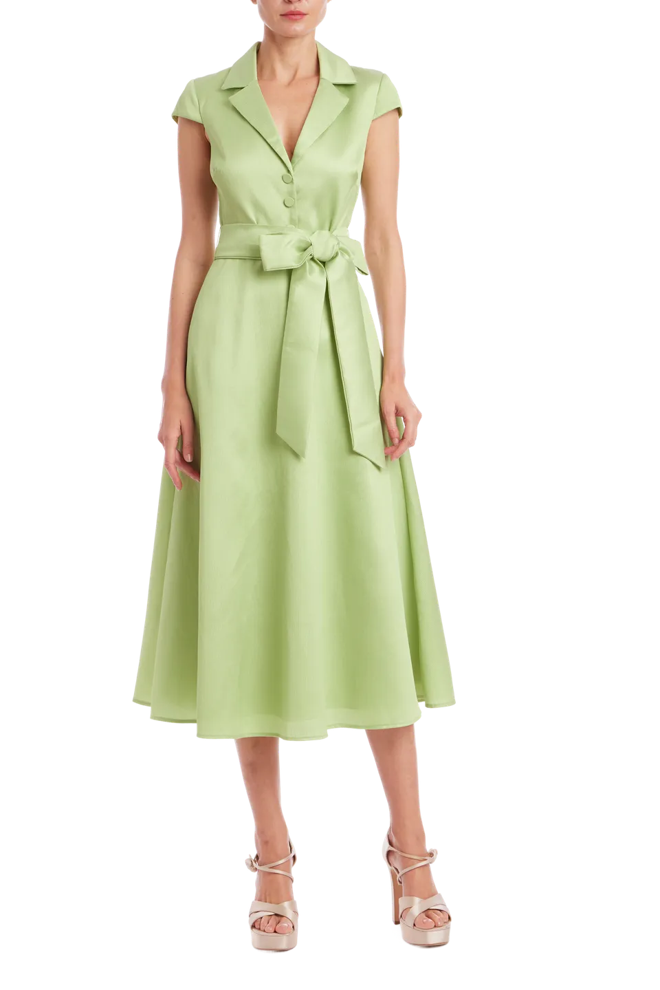 badgley-mischka-hemdkleid-limette-midi-g-rtel-cap-arm image 1