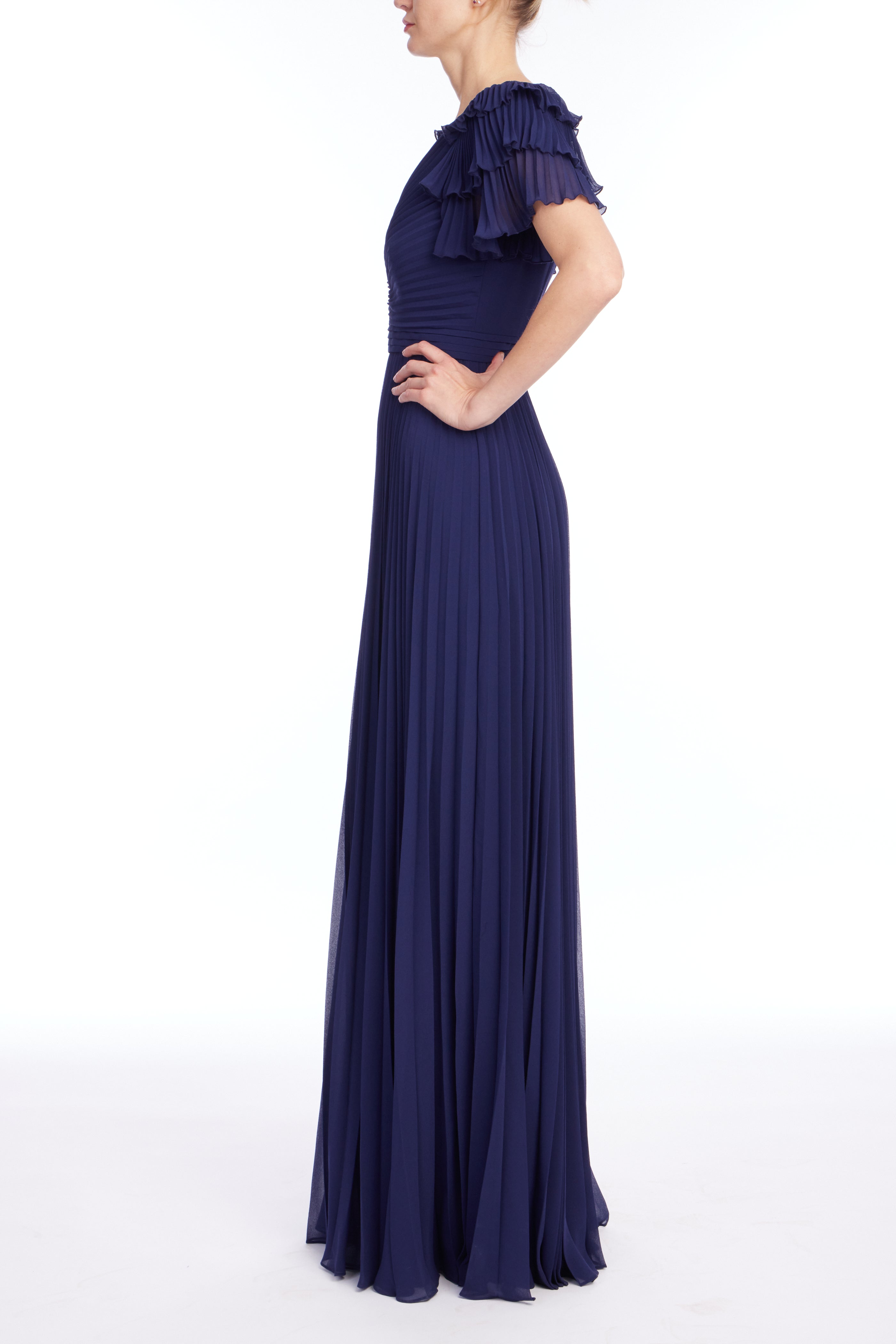 badgley-mischka-ruffle-sleeve-abendkleid-admiral image 2