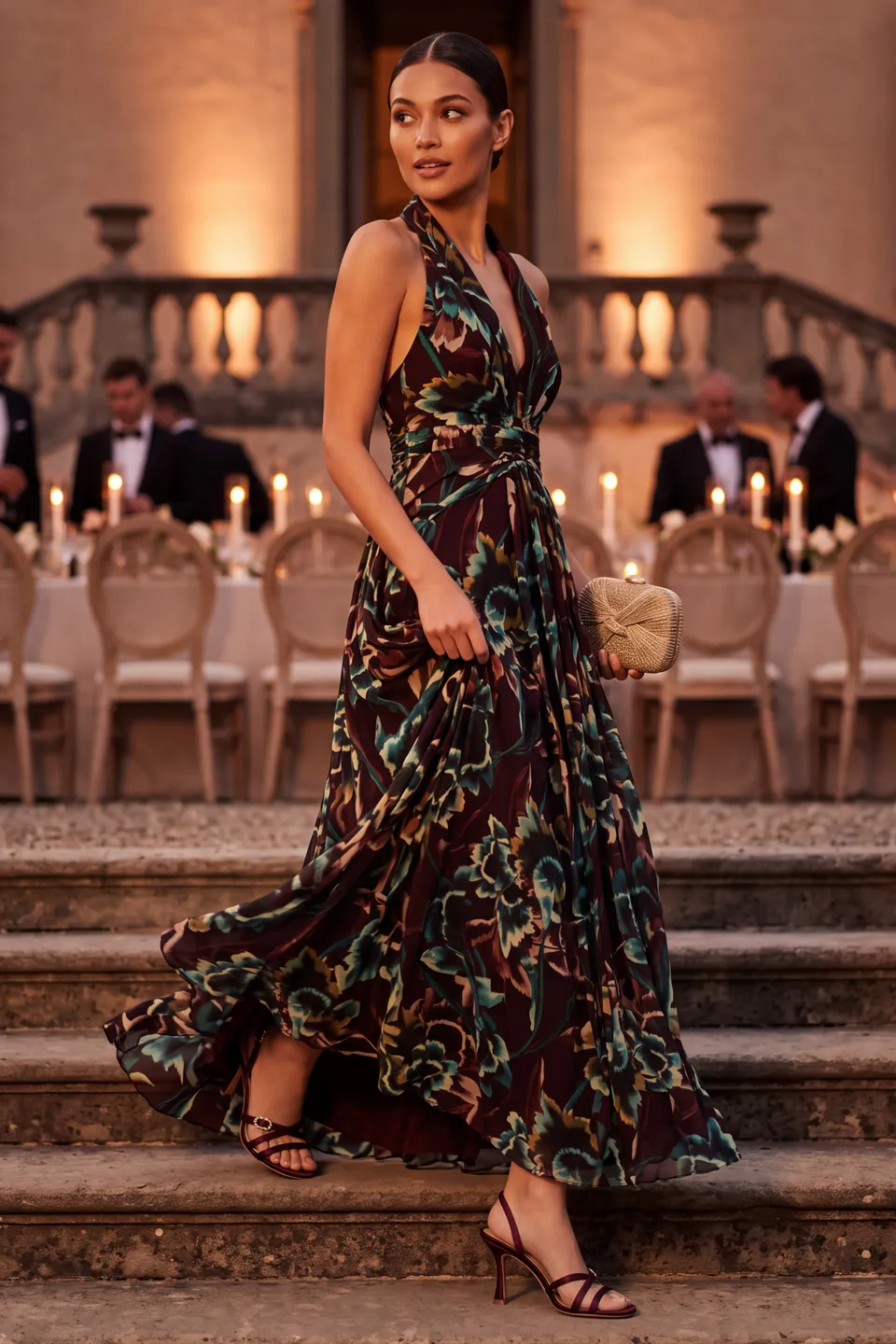 badgley-mischka-floral-neckholder-abendkleid-weinrot image 1
