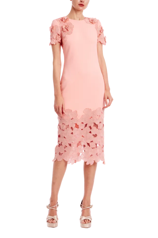 badgley-mischka-lace-sheath-cocktailkleid-coral-spitze image 1