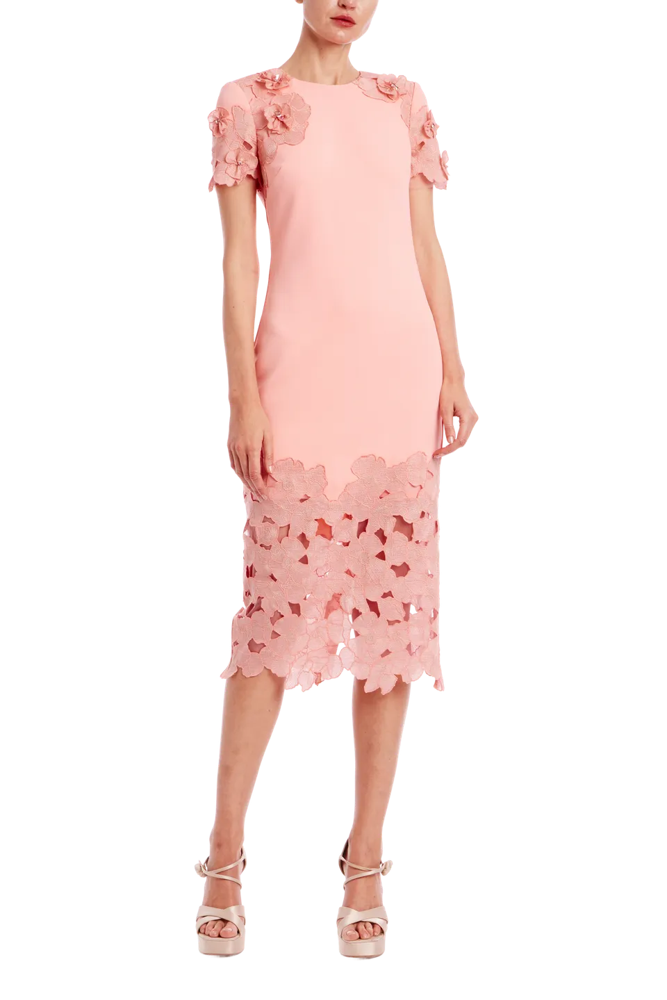 badgley-mischka-lace-sheath-cocktailkleid-coral-spitze image 1